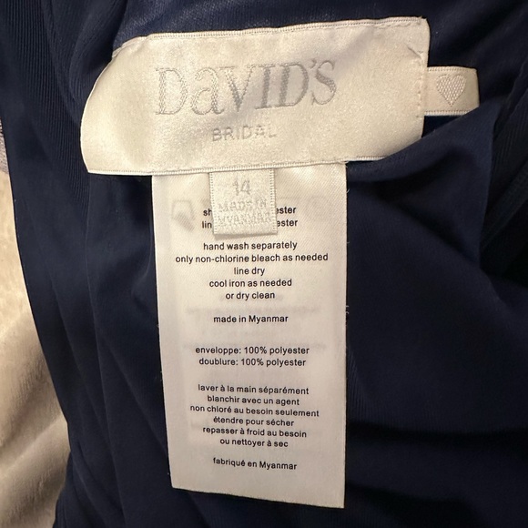 David’s bridal marine colored floor length dress great for bridesmaids or guests - Picture 3 of 5